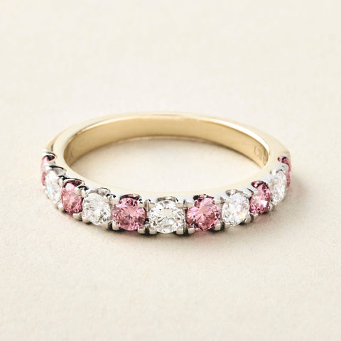 Pink Diamond and White Diamond Ring